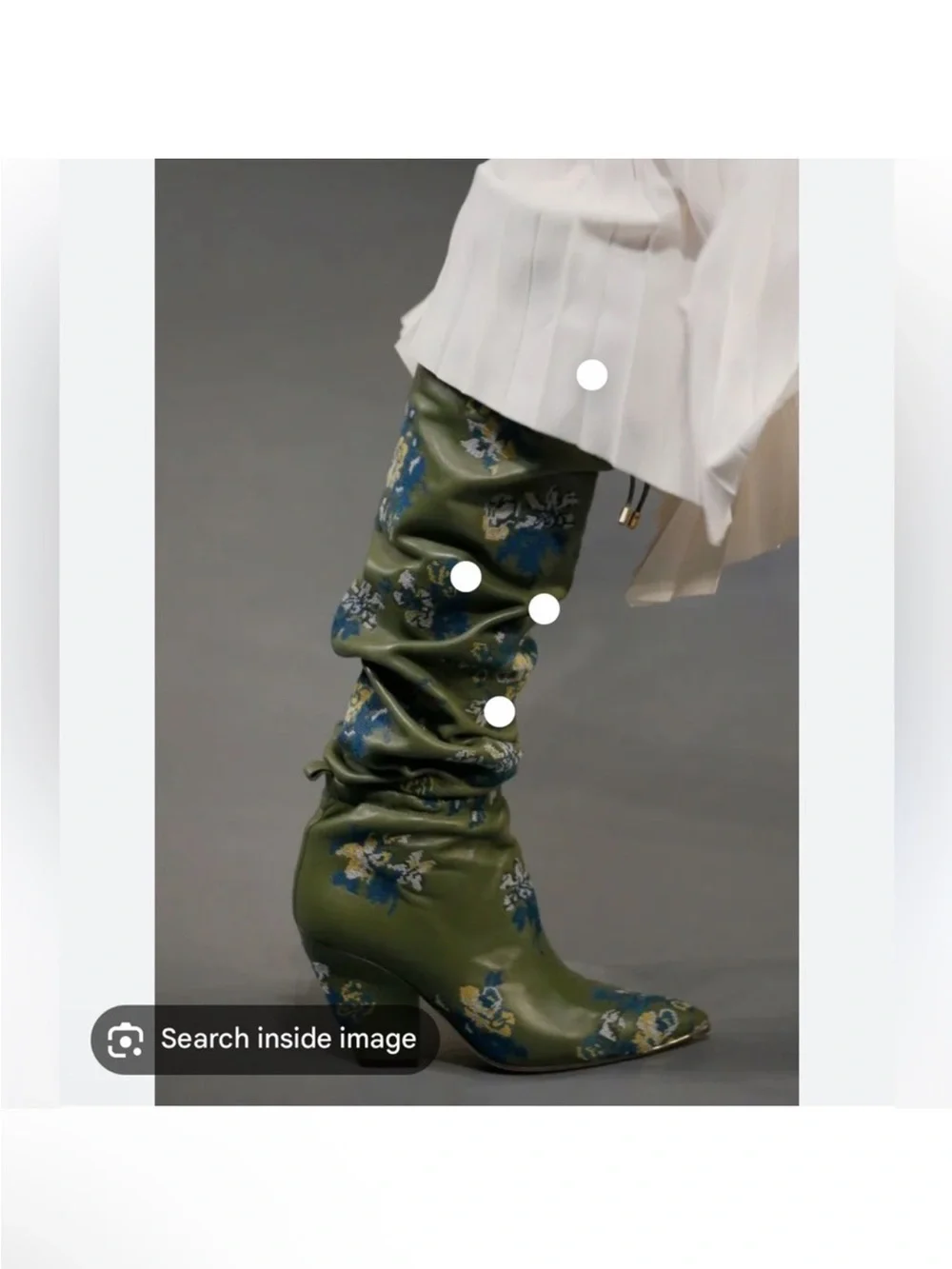Tory Burch Green Floral Slouch Knee-High Women's Boot